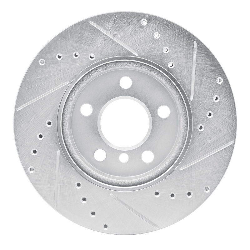 Mini Cooper Brake Rotor (1) - Front Left - R1 Concepts - Drilled & Slotted - Silver - `14-`21